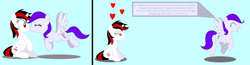 Size: 5736x1488 | Tagged: safe, artist:draymanor57, oc, oc only, oc:blackjack, oc:morning glory (project horizons), species:pegasus, species:pony, species:unicorn, fallout equestria, fallout equestria: project horizons, cute, fanfic art, female, katy perry, kissing, love, mare, singing, song reference