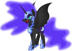 Size: 2510x1767 | Tagged: safe, artist:poseidonathenea, character:nightmare moon, character:princess luna, commissioner:reversalmushroom, female, simple background, solo, tongue out, transparent background