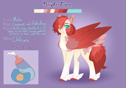 Size: 3500x2454 | Tagged: safe, artist:clay-bae, oc, oc:bright flare, parent:cayenne, parent:feather bangs, species:pegasus, species:pony, eye clipping through hair, feathered fetlocks, male, offspring, parents:feathenne, solo, stallion