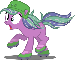 Size: 2153x1741 | Tagged: safe, artist:tsabak, species:earth pony, species:pony, g3, cap, clothing, female, g3 to g4, generation leap, hat, scooter sprite, simple background, skates, solo, transparent background