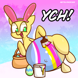 Size: 4000x4000 | Tagged: safe, artist:metalface069, species:pony, bunny ears, commission, easter, fat, holiday, painting, your character here