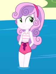 Size: 1536x2048 | Tagged: safe, artist:draymanor57, character:sweetie belle, my little pony:equestria girls, clothing, female, one-piece swimsuit, solo, swimsuit