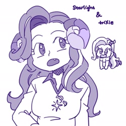 Size: 2048x2048 | Tagged: safe, artist:chapaghettii, character:starlight glimmer, character:trixie, species:human, homestuck, horn, humanized, troll, troll (homestuck), trollified