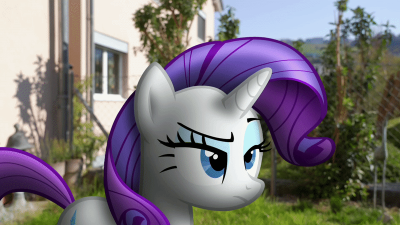 Size: 800x450 | Tagged: safe, artist:stormxf3, character:rarity, species:pony, species:unicorn, animated, boop, cute, excited, female, gif, hand, happy, images you can hear, irl, mare, photo, ponies in real life, pronking, raribetes