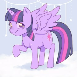 Size: 2048x2048 | Tagged: safe, artist:chapaghettii, character:twilight sparkle, character:twilight sparkle (alicorn), species:alicorn, species:pony, crescent moon, female, moon, solo, standing, stars