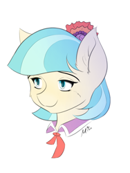 Size: 3000x4000 | Tagged: safe, artist:maneingreen, character:coco pommel, species:earth pony, species:pony, bust, ear fluff, female, portrait, solo
