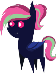 Size: 4697x6073 | Tagged: safe, artist:cosmiceclipsed, derpibooru original, oc, oc only, oc:sine wave, species:bat pony, species:pony, bat pony oc, bat wings, ear fluff, fangs, female, mare, membranous wings, pointy ponies, simple background, slit eyes, slit pupils, solo, transparent background, wings