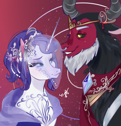 Size: 710x736 | Tagged: safe, artist:bunnari, character:lord tirek, character:rarity, species:pony, crack shipping, female, male, rarirek, shipping, straight, veil