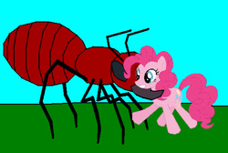 Size: 490x329 | Tagged: safe, artist:avispaneitor, character:pinkie pie, species:earth pony, species:pony, beast wars, crossover, female, fight, imminent decapitation, inferno, mare, predacon, robot, this will end in death, transformers
