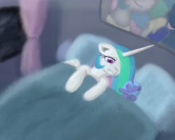 Size: 2500x2000 | Tagged: safe, artist:shinycyan, character:princess celestia, character:princess luna, species:alicorn, species:pony, bedroom, crying, feels, female, lonely, lying on bed, mare, plushie, sad, siblings, sisters, solo