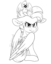Size: 1551x1936 | Tagged: safe, artist:twisted-sketch, oc, oc:dolan, oc:duk, species:bird, species:duck, angry, curled tail, cute, duck pony, hiding, looking at you, pegaduck, quack, quak, what are you looking at