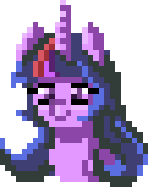 Size: 135x170 | Tagged: safe, artist:coco-drillo, character:twilight sparkle, species:alicorn, species:pony, species:unicorn, alternate hairstyle, animated, blep, bust, female, one eye closed, pixel art, pixel art animation, simple background, solo, tongue out, transparent background, true res pixel art, wink
