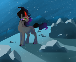 Size: 4500x3656 | Tagged: safe, artist:mylittlegodzilla, character:king sombra, species:pony, species:unicorn, male, snow, snowfall, solo
