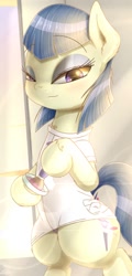 Size: 540x1128 | Tagged: safe, artist:phoenixrk49, character:powder rouge, species:earth pony, species:pony, clothing, digital art, ear fluff, female, leg fluff, looking at you, mare, neck fluff, solo