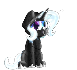 Size: 2598x2362 | Tagged: safe, artist:jubyskylines, character:trixie, species:pony, species:unicorn, female, hazmat suit, looking at you, mare, simple background, sitting, solo, white background