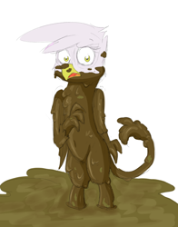 Size: 882x1124 | Tagged: safe, artist:pzkratzer, character:gilda, species:griffon, 30 minute art challenge, bipedal, exclamation point, messy, mud, mud bath, sketch, swamp, wet and messy, younger