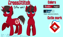 Size: 1500x876 | Tagged: safe, artist:thanhvy15599, oc, oc:cross stitch, species:pony, species:unicorn, commission, male, reference sheet