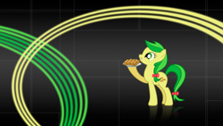 Size: 1920x1080 | Tagged: source needed, safe, artist:sirpayne, edit, character:apple fritter, species:earth pony, species:pony, apple family member, female, food, mare, plate, solo, wallpaper, wallpaper edit