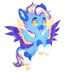Size: 2300x2499 | Tagged: safe, artist:sadelinav, oc, oc only, species:pegasus, species:pony, chibi, colored wings, commission, flying, leonine tail, male, multicolored wings, simple background, solo, stallion, tongue out, transparent background, wings, ych result