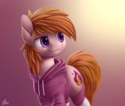 Size: 1200x1024 | Tagged: safe, artist:luminousdazzle, oc, oc only, oc:stuben, species:earth pony, species:pony, chest fluff, clothing, ear fluff, hoodie, leg warmers, male, simple background, solo, striped leg warmers
