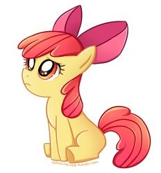 Size: 647x697 | Tagged: safe, artist:tsurime, character:apple bloom, species:earth pony, species:pony, adorabloom, blank flank, cute, female, filly, sad, sadorable, simple background, sitting, solo, white background
