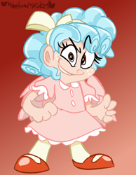 Size: 620x800 | Tagged: safe, artist:mirabuncupcakes15, character:cozy glow, species:human, clothing, crazy glow, dress, evil grin, female, grin, humanized, insanity, mary janes, pure concentrated unfiltered evil of the utmost potency, pure unfiltered evil, shoes, skirt, smiling, socks, solo, stockings, thigh highs, winged humanization, wings