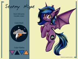 Size: 4096x3113 | Tagged: safe, artist:amy-gamy, oc, oc only, oc:stormy night, species:bat pony, species:pony, reference sheet, solo