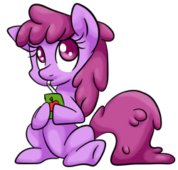 Size: 722x687 | Tagged: safe, artist:srsishere, character:berry punch, character:berryshine, species:earth pony, species:pony, berrybetes, cute, drink, drinking, female, juice, juice box, mare, simple background, sitting, solo, straw, transparent background