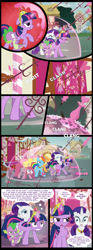 Size: 1181x3172 | Tagged: safe, artist:culu-bluebeaver, character:applejack, character:fluttershy, character:pinkie pie, character:rainbow dash, character:rarity, character:spike, character:twilight sparkle, character:twilight sparkle (alicorn), species:alicorn, species:earth pony, species:pegasus, species:pony, species:unicorn, comic:the six-winged serpent, big crown thingy, comic, element of generosity, element of honesty, element of kindness, element of laughter, element of loyalty, element of magic, elements of harmony, force field, grimdark series, grotesque series, jewelry, magic, mane six, ponyville, regalia, shield
