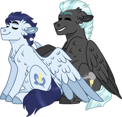 Size: 1024x980 | Tagged: safe, artist:artistcoolpony, character:soarin', character:thunderlane, species:pegasus, species:pony, chest fluff, cute, gay, male, massage, shipping, simple background, soarilane, transparent background