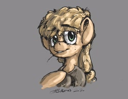 Size: 3300x2550 | Tagged: safe, artist:th3ipodm0n, character:applejack, species:earth pony, species:pony, bust, clothing, eyebrows, eyebrows visible through hair, female, hat, hat off, looking at you, mare, portrait, simple background, solo, straw in mouth, three quarter view