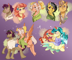 Size: 1800x1500 | Tagged: safe, artist:bunnari, character:aunt holiday, character:auntie lofty, character:daring do, character:lighthoof, character:mane allgood, character:scootaloo, character:shimmy shake, character:snap shutter, oc, oc:park ranger, species:earth pony, species:pegasus, species:pony, aunt and niece, brother and sister, female, husband and wife, male, scootalove, siblings, wife and wife