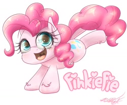 Size: 1150x950 | Tagged: safe, artist:phoenixrk49, character:pinkie pie, species:earth pony, species:pony, cheek fluff, cute, diapinkes, ear fluff, female, leg fluff, mare, open mouth, simple background, solo, white background