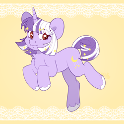 Size: 3000x3000 | Tagged: safe, artist:sugarstar, rcf community, oc, oc only, oc:sweet dreams, species:pony, species:unicorn, female, horn, looking away, mare, smiling, solo, stars