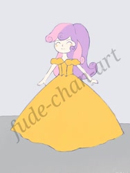 Size: 1280x1706 | Tagged: safe, artist:fude-chan-art, character:sweetie belle, my little pony:equestria girls, clothing, dress, gown