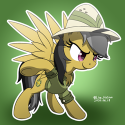 Size: 1600x1600 | Tagged: safe, artist:livehotsun, character:daring do, species:pegasus, species:pony, chest fluff, clothing, cute, ear fluff, female, hat, mare, pith helmet, smiling, solo
