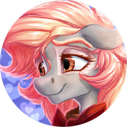 Size: 1024x1024 | Tagged: safe, artist:thatonegib, oc, oc only, oc:ava, species:pony, bow tie, clothing, commission, cropped, eyebrows, eyelashes, hoodie, long hair, looking sideways, multicolored hair, profile picture, simple background, smiling, solo, transparent background