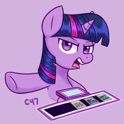 Size: 2000x2000 | Tagged: safe, artist:handgunboi, character:twilight sparkle, character:twilight sparkle (unicorn), species:pony, species:unicorn, duel disk, female, high res, simple background, solo, yu-gi-oh!