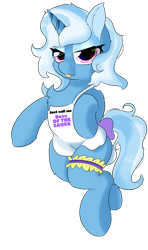 Size: 2362x4000 | Tagged: safe, artist:jubyskylines, character:trixie, species:pony, species:unicorn, apron, bedroom eyes, chest fluff, clothing, ear fluff, female, garter, looking at you, simple background, solo, tongue out, transparent background