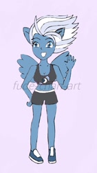 Size: 808x1436 | Tagged: safe, artist:fude-chan-art, character:night glider, my little pony:equestria girls, clothing, equestria girls-ified, exeron fighters, exeron outfit, martial arts kids, martial arts kids outfits, pegasus wings, ponied up, pony ears, shoes, shorts, sneakers, sports shoes, sports shorts, wings