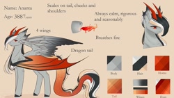 Size: 1080x609 | Tagged: safe, artist:chrystal_company, oc, oc only, species:dracony, species:dragon, species:pony, bust, colored hooves, fire, fire breath, horns, hybrid, reference sheet, wings