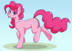 Size: 1244x884 | Tagged: safe, artist:renderpoint, character:pinkie pie, species:earth pony, species:pony, blep, chest fluff, cute, diapinkes, female, gradient background, leg fluff, mare, solo, tongue out