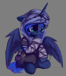 Size: 789x905 | Tagged: safe, artist:hitbass, part of a set, character:princess luna, species:alicorn, species:pony, bottle, clothing, cute, female, lunabetes, potion, sitting, sketch, solo, turban
