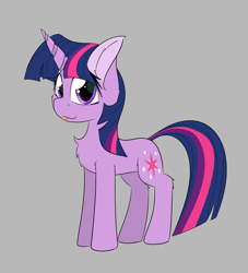Size: 2362x2598 | Tagged: safe, artist:jubyskylines, character:twilight sparkle, character:twilight sparkle (unicorn), species:pony, species:unicorn, chest fluff, emala jiss challenge, female, gray background, mare, simple background, solo, tongue out
