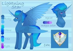 Size: 1080x758 | Tagged: safe, artist:chrystal_company, oc, oc only, oc:lightning star, species:alicorn, species:pony, abstract background, alicorn oc, bust, colored hooves, curved horn, duo, horn, reference sheet, wings