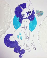 Size: 720x887 | Tagged: safe, artist:dollbunnie, character:rarity, species:pony, species:unicorn, accessories, bracelet, clothing, cute, eyebrows, female, instagram, jewelry, necklace, raribetes, shoes, solo
