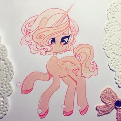 Size: 720x719 | Tagged: safe, artist:dollbunnie, species:alicorn, species:pony, clothing, crossover, eyebrows, eyelashes, female, pink diamond (steven universe), ponified, shoes, solo, steven universe