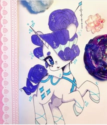 Size: 720x843 | Tagged: safe, artist:dollbunnie, character:rarity, species:pony, species:unicorn, clothing, eyebrows, eyelashes, female, hair bun, hair over eyes, hairpin, instagram, open mouth, shoes, solo, tail bun