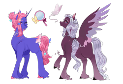 Size: 1275x874 | Tagged: safe, artist:bunnari, oc, oc only, parent:fluttershy, parent:king sombra, parent:twilight sparkle, parents:sombrashy, parents:twishy, species:pegasus, species:pony, species:unicorn, female, magical lesbian spawn, mare, offspring, simple background, transparent background, two toned wings, unshorn fetlocks, wings