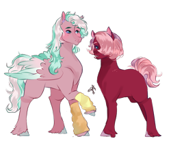 Size: 1028x860 | Tagged: safe, artist:bunnari, oc, oc only, species:pony, female, leg warmers, male, mare, simple background, stallion, transparent background, two toned wings, wings